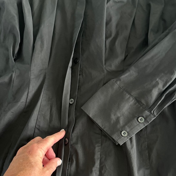 Good American Dart Poplin Button‎ Down Shirt Black Size 2 Medium Corset  $119 - Picture 9 of 12